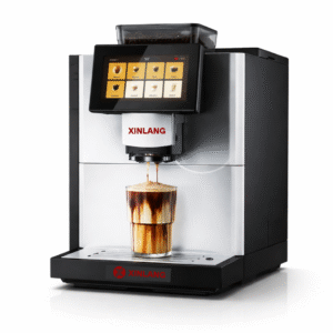 XINLANGS Fully Automatic Commercial Coffee Machine with 7-Inch Touch Screen & Integrated Grinder