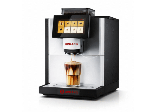 XINLANGS Fully Automatic Commercial Coffee Machine with 7-Inch Touch Screen & Integrated Grinder